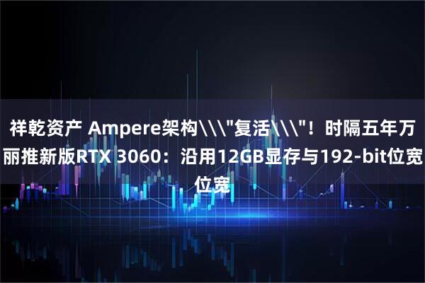 祥乾资产 Ampere架构\＂复活\＂！时隔五年万丽推新版RTX 3060：沿用12GB显存与192-bit位宽